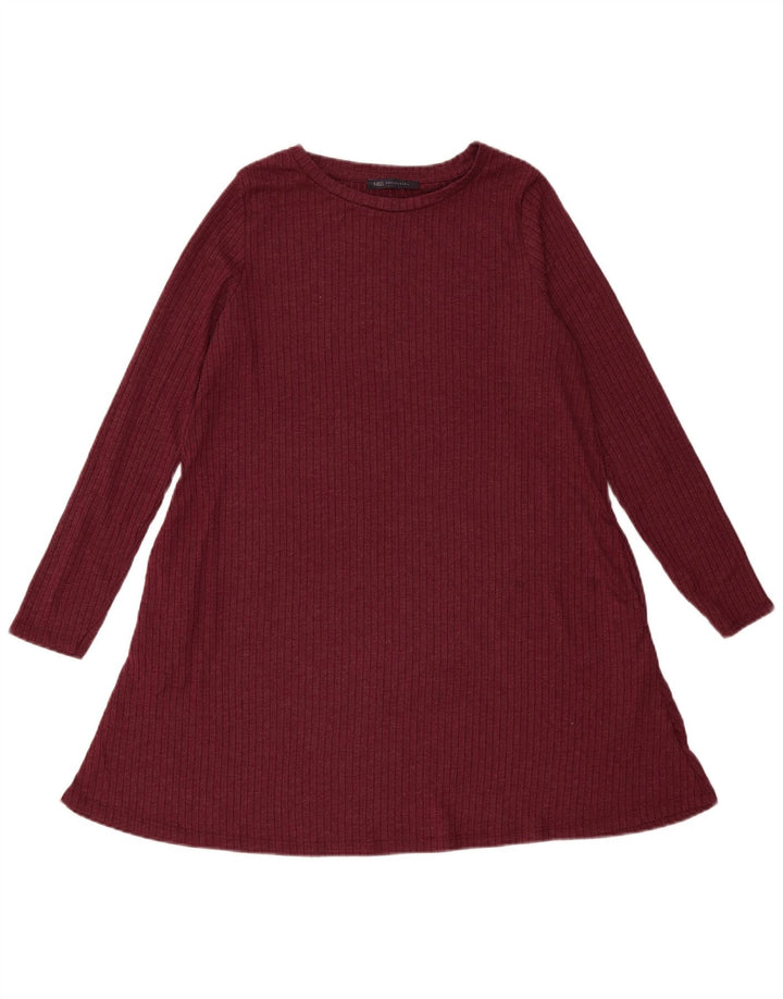 Marks & Spencer Dame Langærmet Jumper Kjole UK 14 Medium Burgundy