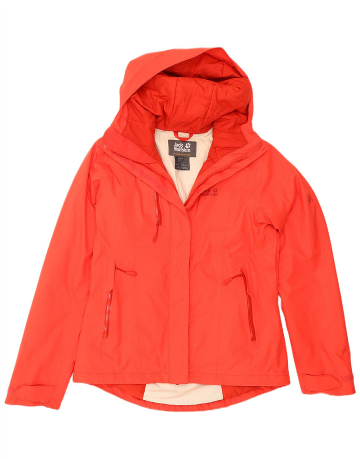Jack Wolfskin Dame Hætte Oversized regnjakke UK 8/10 Lille Rød
