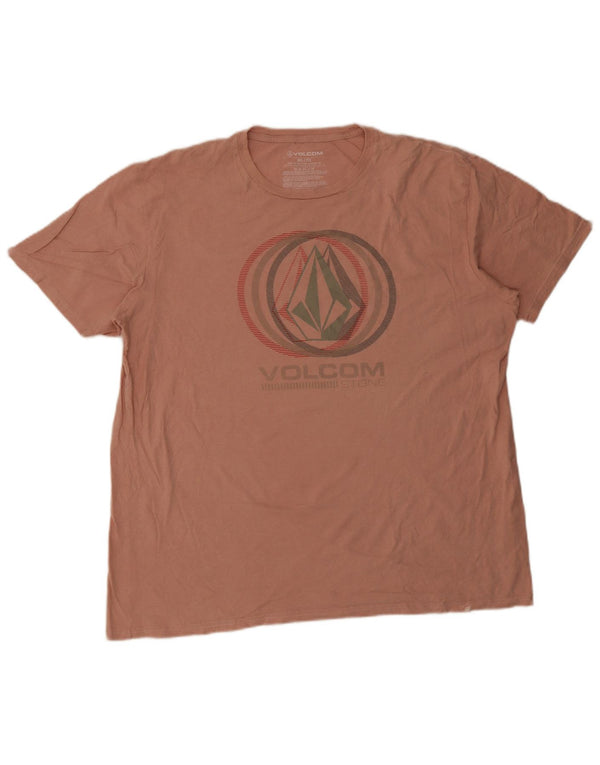 Volcom Herre Grafisk T-Shirt Top 2XL Pink Bomuld