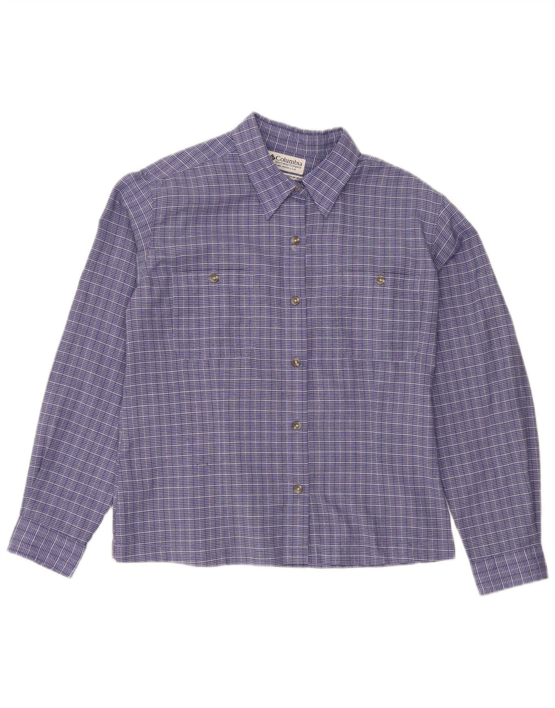 Columbia Womens Shirt UK 14 Medium Blue Checked Polyester