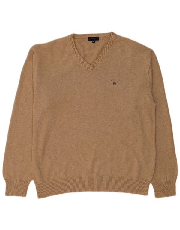 GANT Herre V-hals sweater XL Beige Bomuld