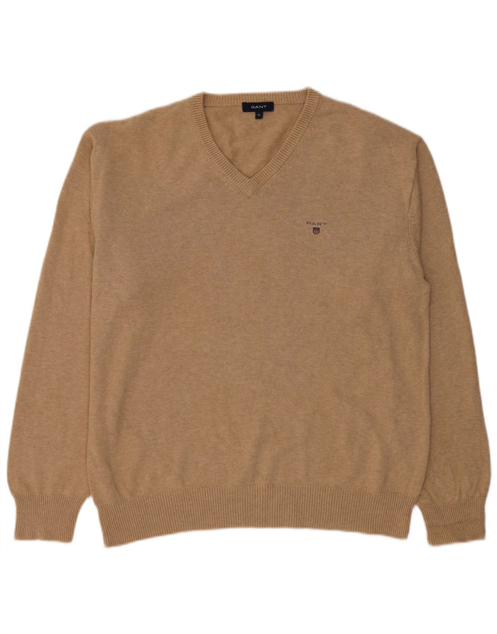 GANT Herre V-hals sweater XL Beige Bomuld