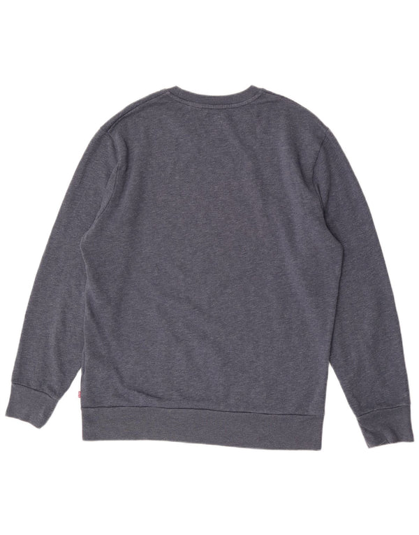 Levi's grafisk sweatshirt til mænd XL marineblå flækket bomuld