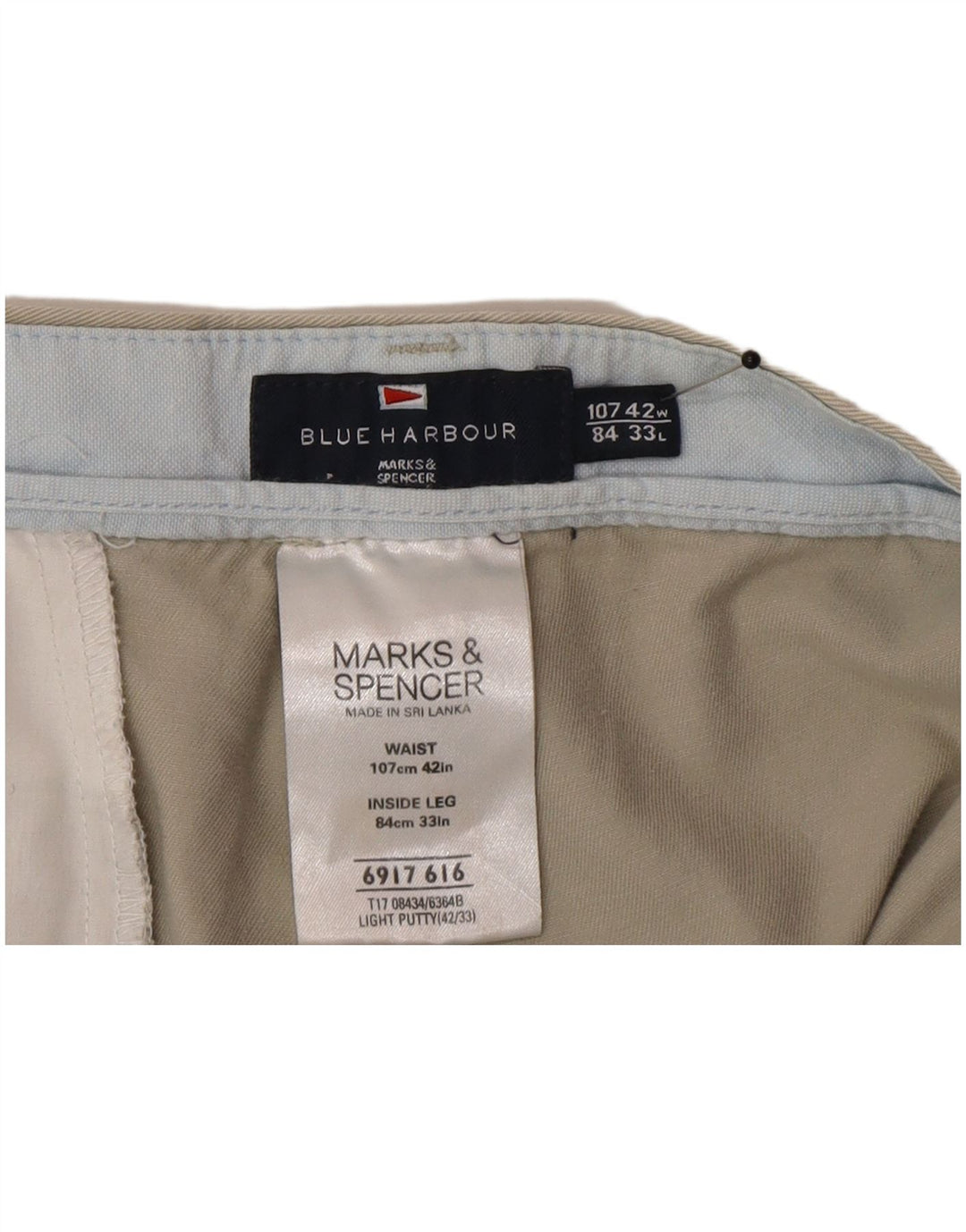Marks & Spencer Dame Blue Harbor Lige Chinobukser W42 L33 Grå