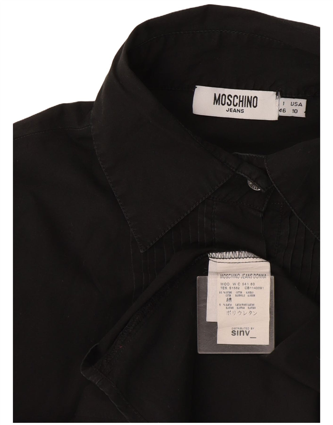 Moschino Dame Flæse Front Skjorte IT 46 Stor Grå Bomuld