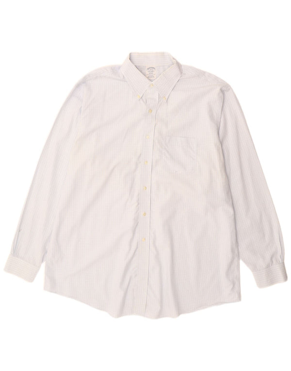 Brooks Brothers herreskjorte str. 18 2XL blå ternet bomuld