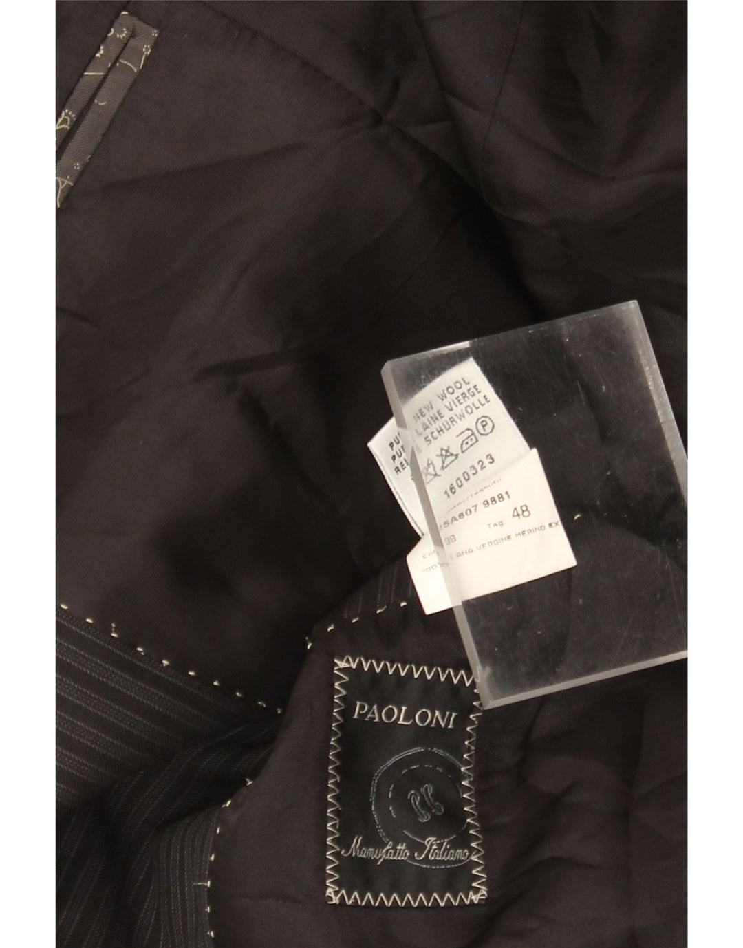 Paoloni Herre 3-knaps blazerjakke IT 48 Medium Sort nålestribe