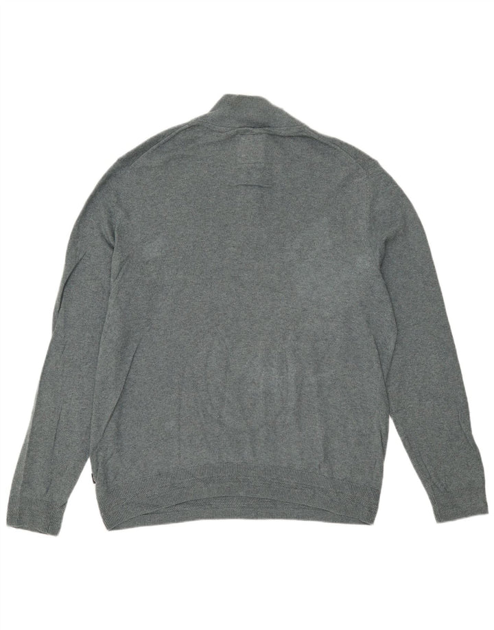 Fat Face Herre Zip Neck Jumper Sweater XL Blå Bomuld