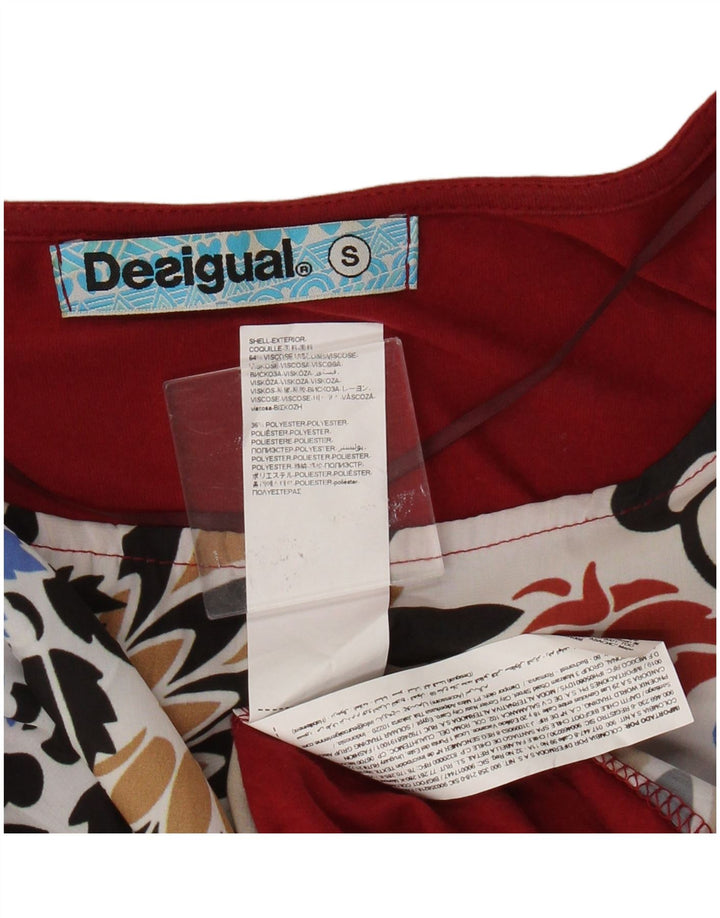 Desigual Damebluse Top UK 10 Small Red Floral Viscose