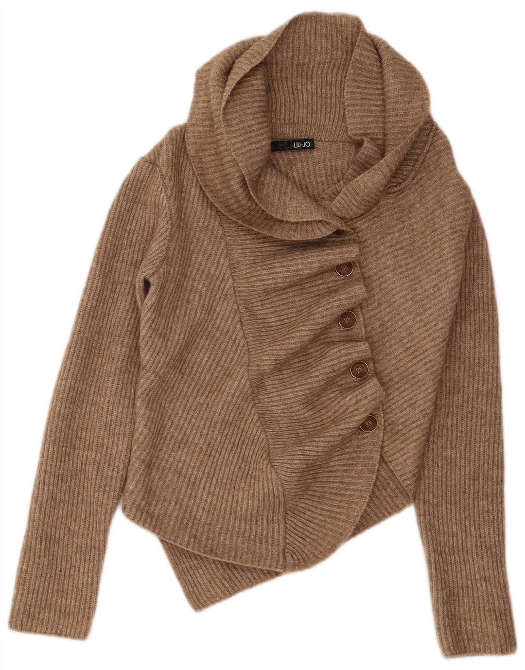 Liu Jo Dame Asymmetrisk Cardigan Sweater IT 40 Lille Brun Akryl