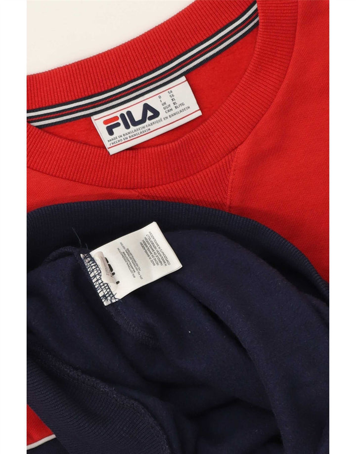 Fila Herre Sweatshirt Jumper XL Rød Colourblock Bomuld