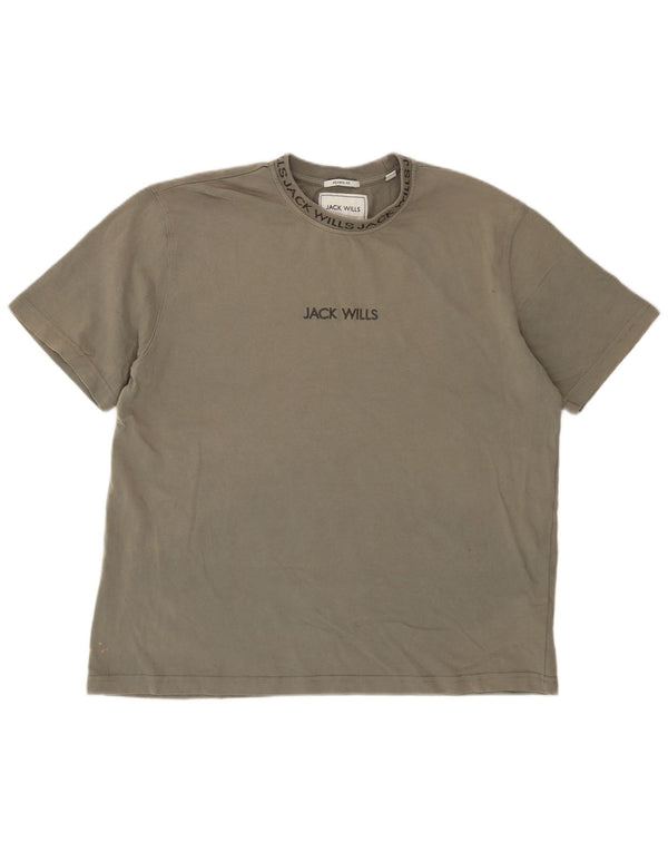 Jack Wills Herre Relaxed Fit T-Shirt Top Medium Khaki Bomuld