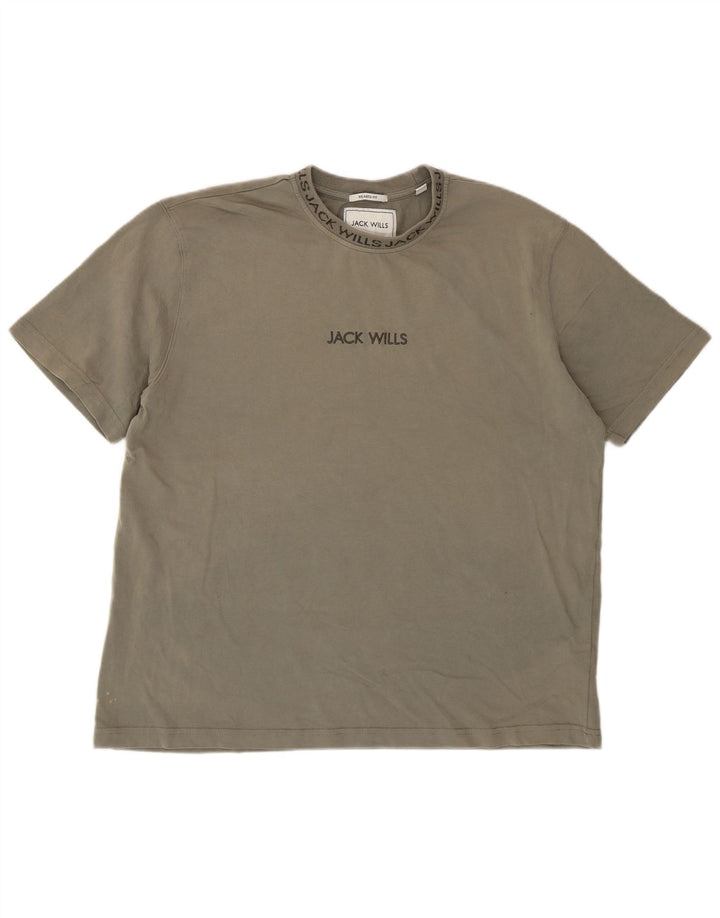 Jack Wills Herre Relaxed Fit T-Shirt Top Medium Khaki Bomuld