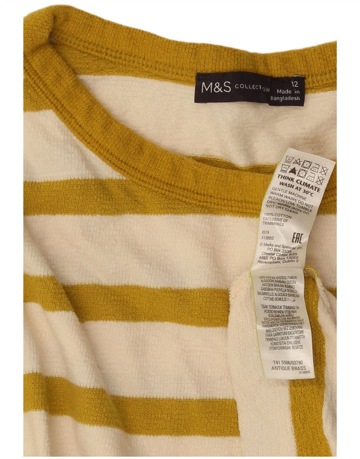 Marks & Spencer Dametop Langærmet UK 12 Mellem gul stribet bomuld