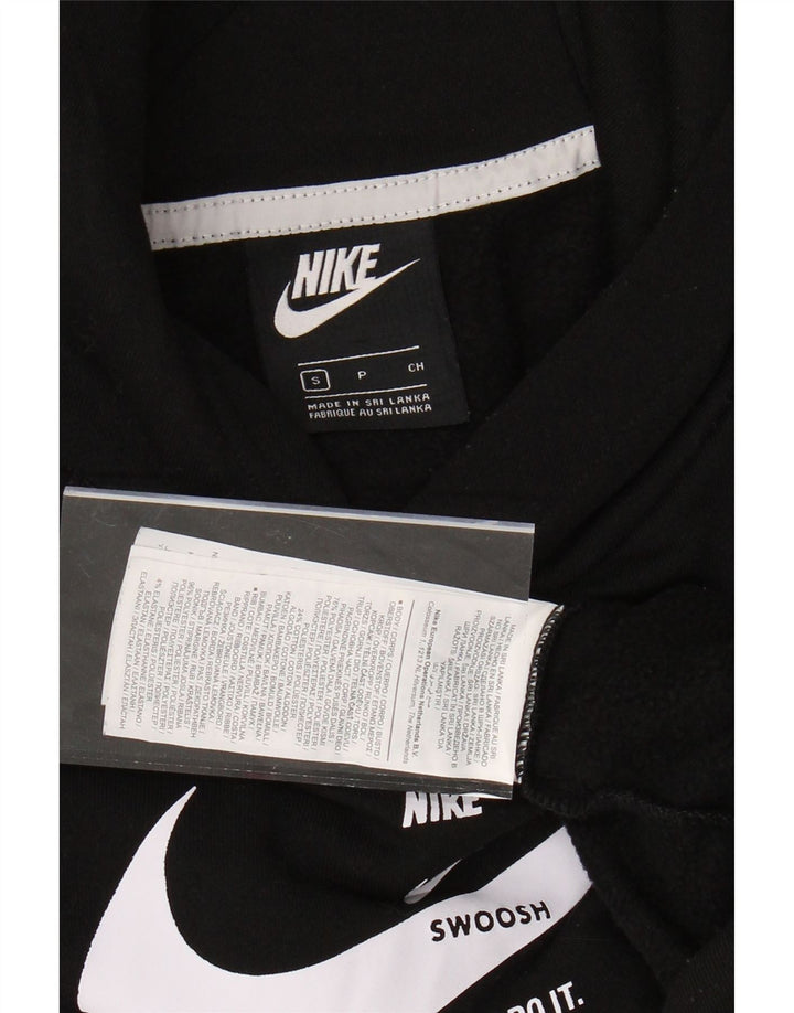 NIKE Dame Swoosh Oversized grafisk hættetrøje trøje UK 10 Lille Sort