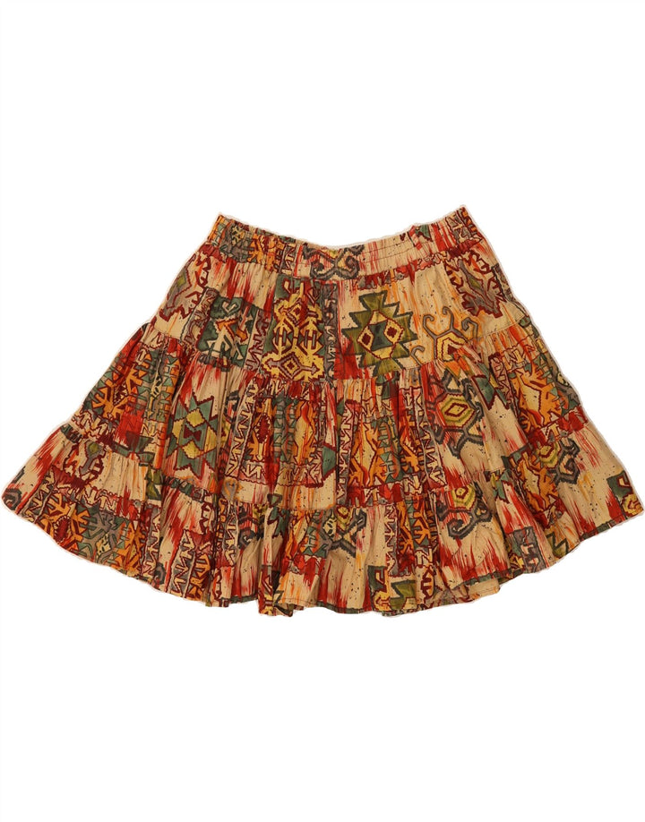 ROPER Womens A-Line Skirt Small W32  Beige Geometric Cotton Vintage Roper and Second-Hand Roper from Messina Hembry 
