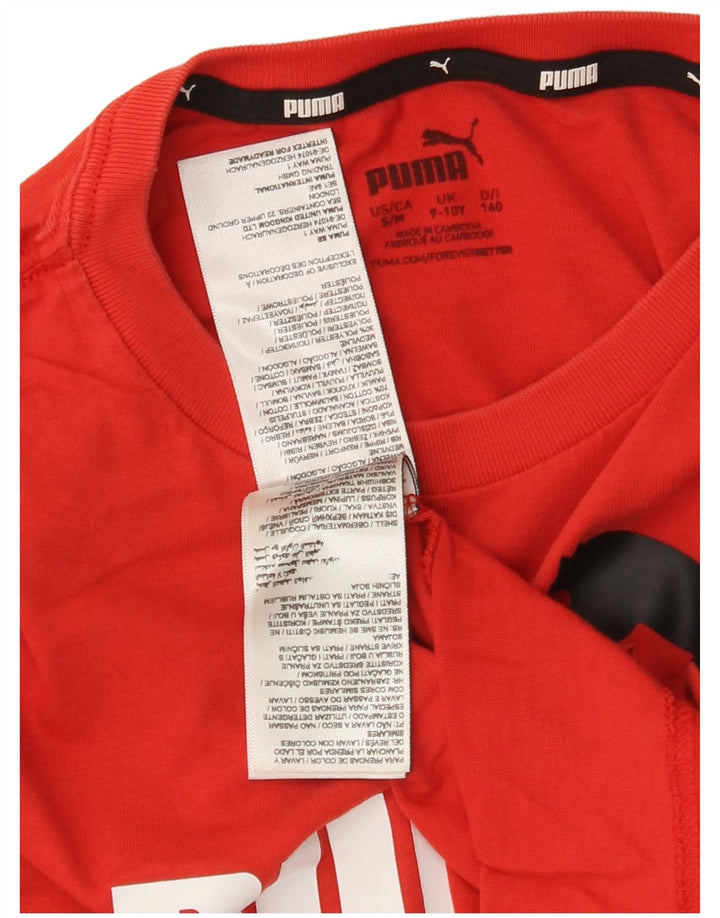 PUMA Boys Graphic T-Shirt Top 9-10 Years Red Cotton