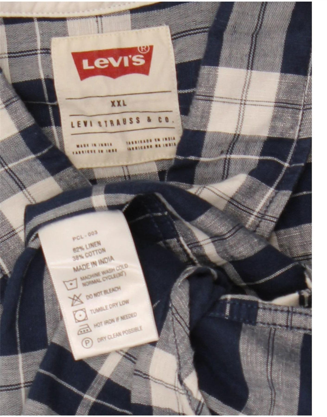 Levi's herreskjorte 2XL blå ternet hør