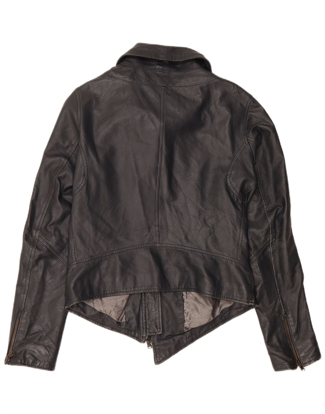 IMPERIAL Womens Asymmetric Leather Jacket UK 14 Large Black Leather