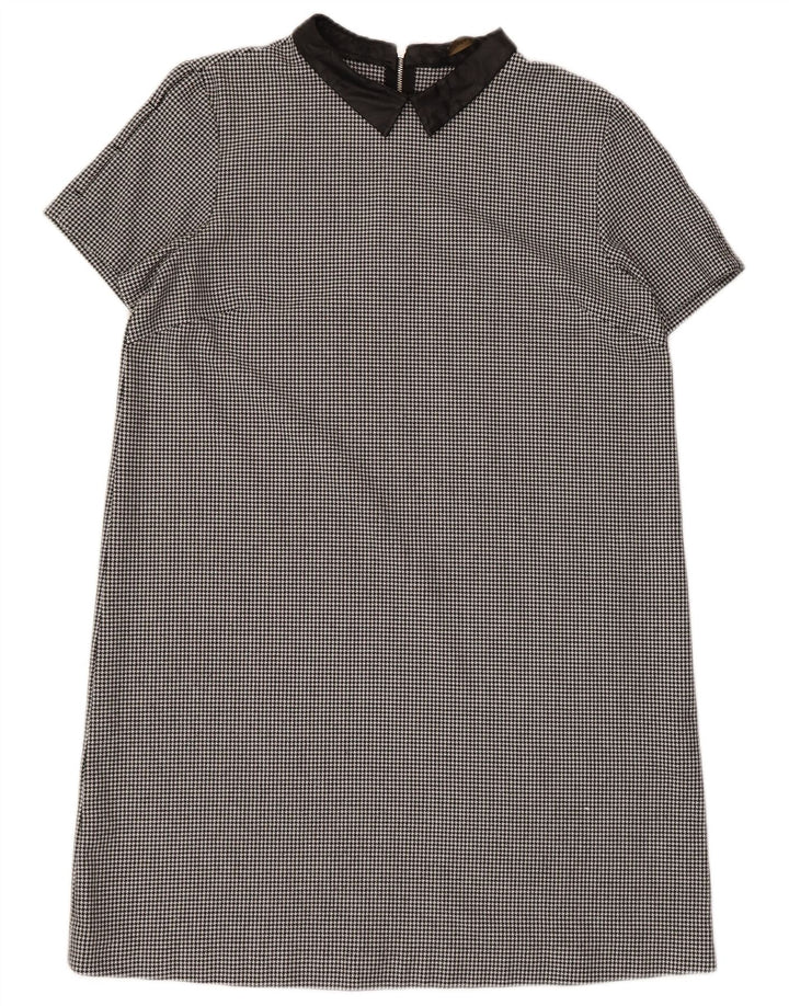 Zara Womens Shift Dress UK 14 Large Black Houndstooth Polyester