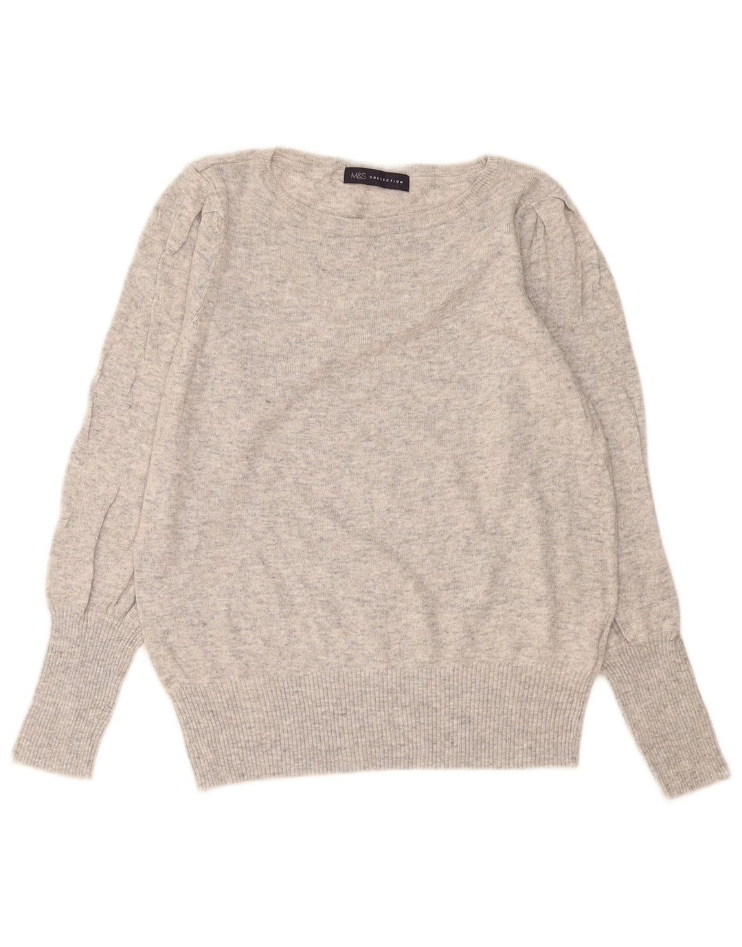 Marks & Spencer Dame Boat Neck Jumper Sweater UK 14 Medium Grey Flecked