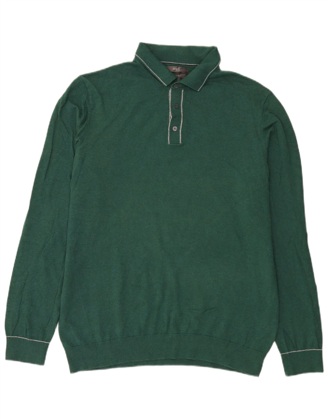 Marks & Spencer Herre Polo Neck Jumper Sweater Stor Grøn Bomuld