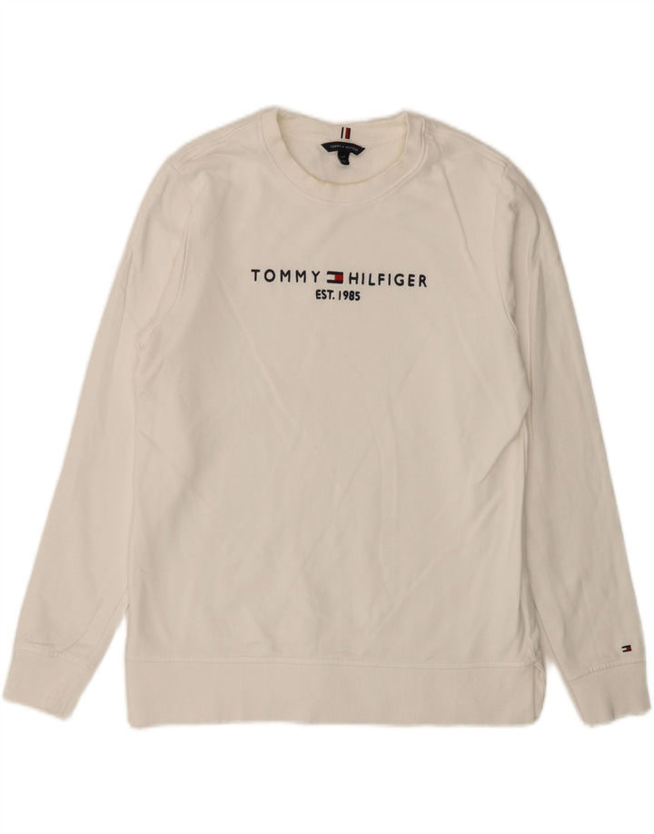 Tommy Hilfiger Herre Grafisk Sweatshirt Jumper Lille Hvid Bomuld