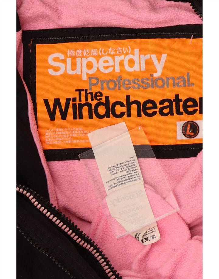 SUPERDRY Womens The Windcheater Windbreaker Jacket UK 16 Large Black
