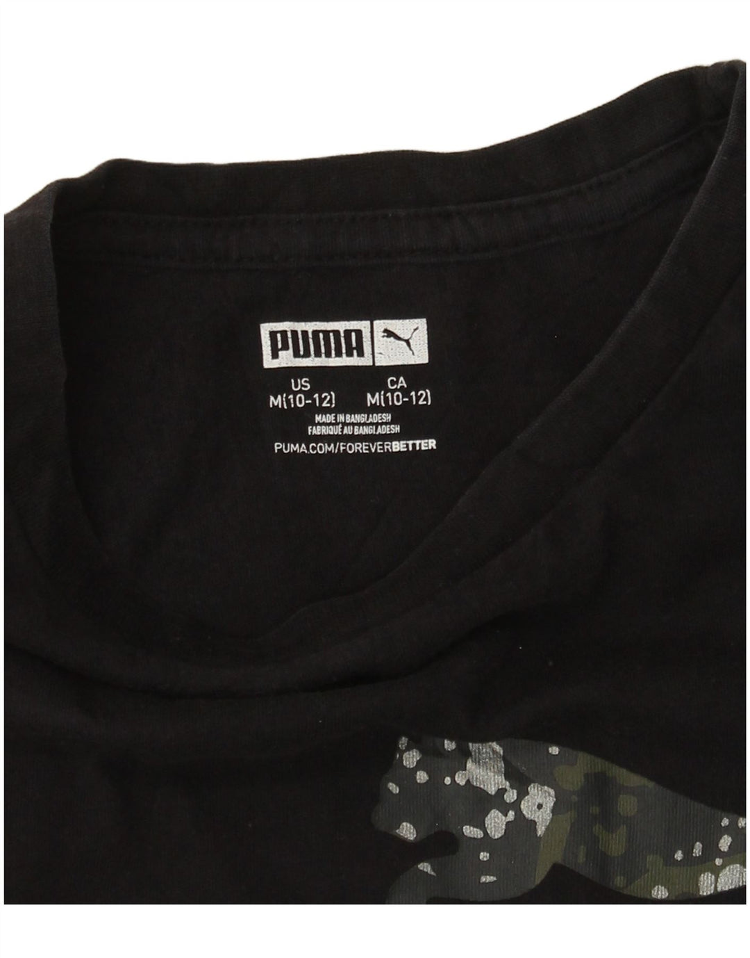 PUMA Piger Grafisk T-Shirt Top 10-11 År Medium Sort