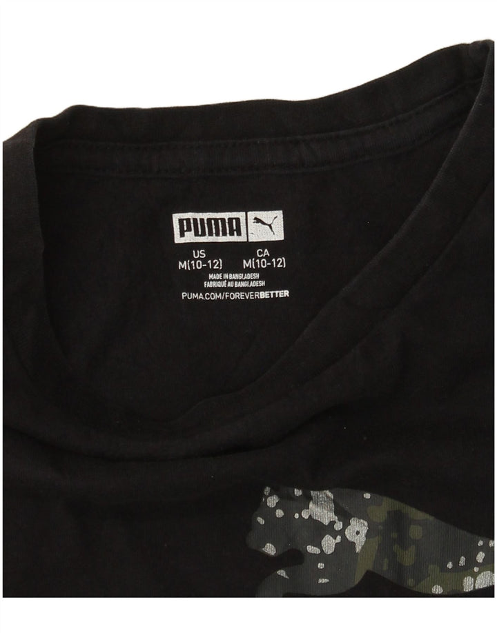 PUMA Piger Grafisk T-Shirt Top 10-11 År Medium Sort