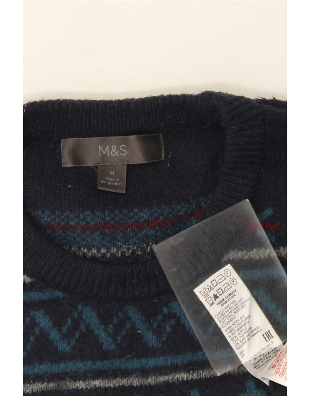 Marks & Spencer Herretrøjetrøje med rund hals mellem marineblå Fair Isle