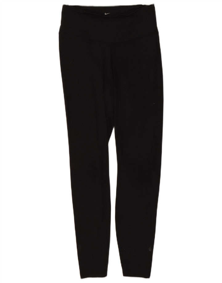 Nike Dame Dri Fit Leggings UK 12 Medium Sort Nylon