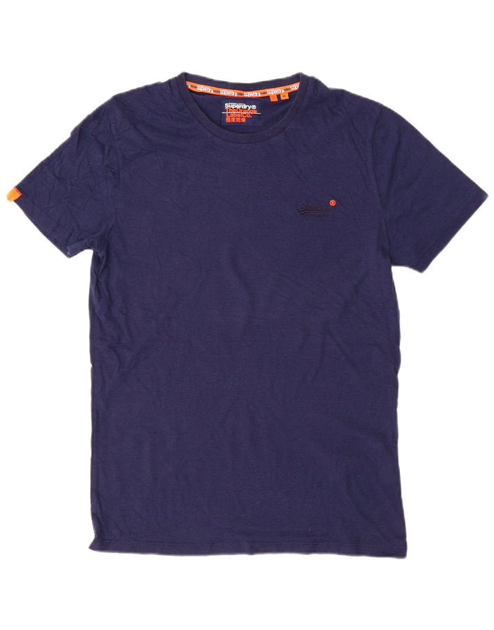 SUPERDRY Herre T-Shirt Top Medium Marineblå Bomuld