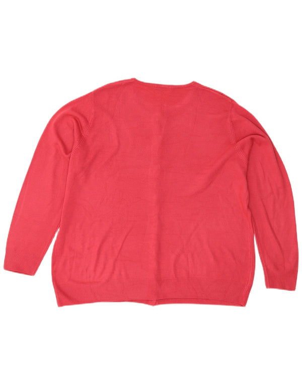 Marks & Spencer Dame Cardigan Sweater UK 22 3XL Pink Akryl