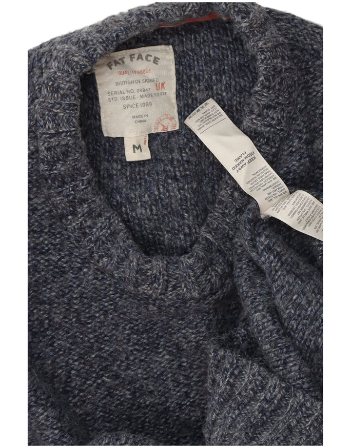 Fedt ansigt til mænd med rund hals sweater Medium marineblå flækket uld