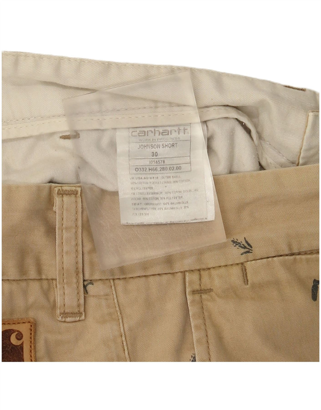Carhartt Herre Abstrakt mønster Chino Shorts W30 Medium Beige Bomuld