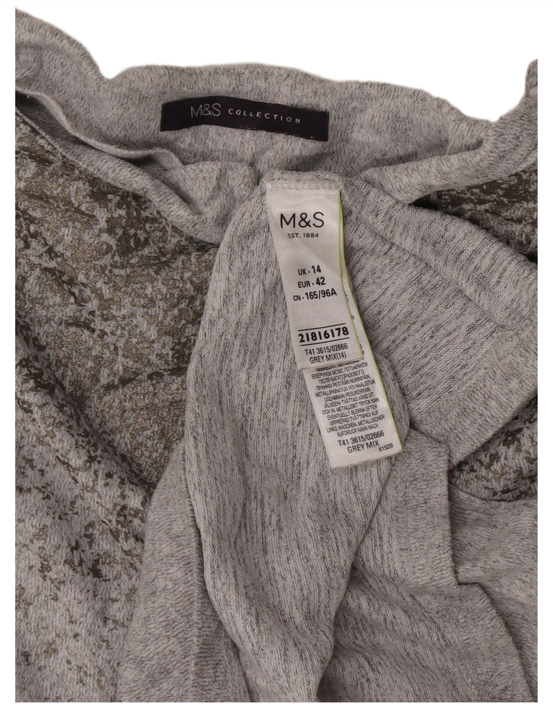Marks & Spencer Damebluse Top UK 14 Medium Grey Flecked Polyester