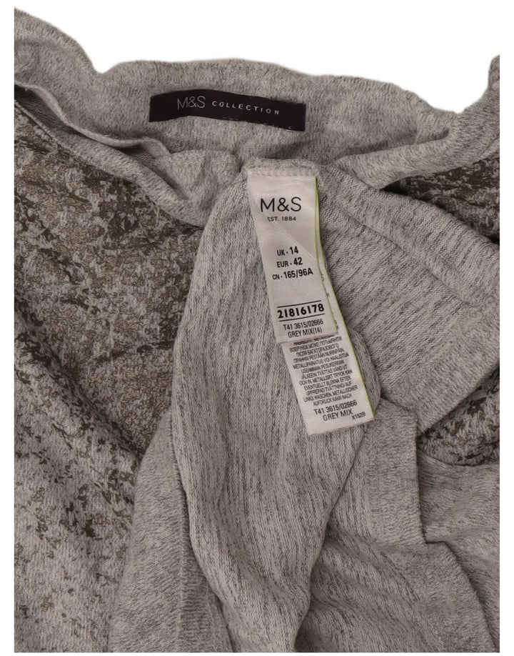 Marks & Spencer Damebluse Top UK 14 Medium Grey Flecked Polyester