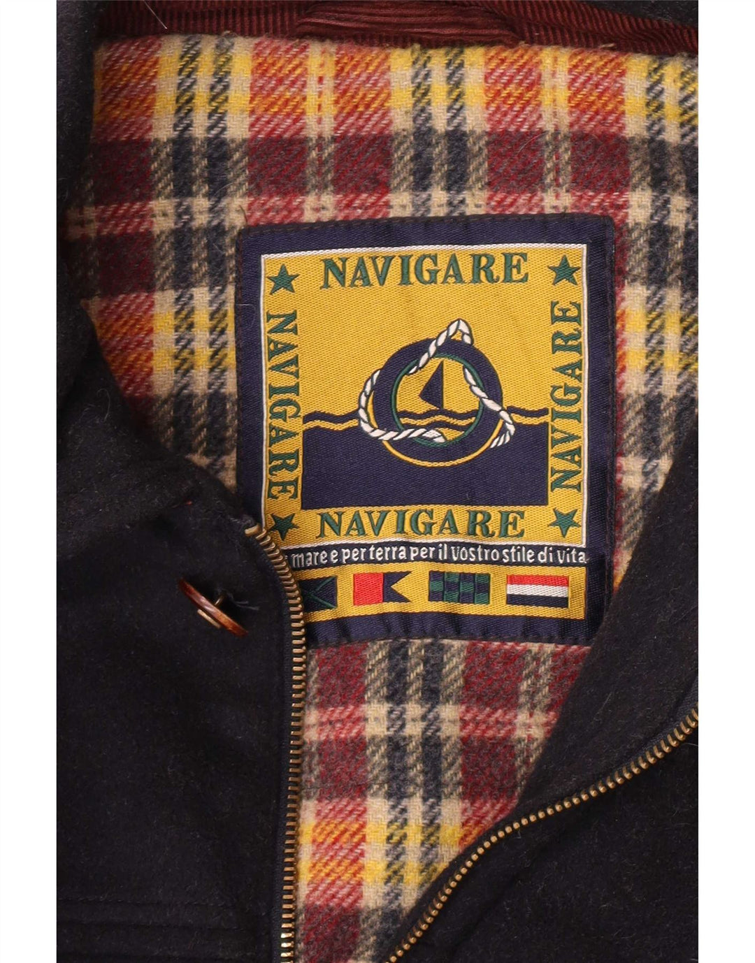 Navigare Herre Overfrakke UK 40 Large Navy Blue Wool