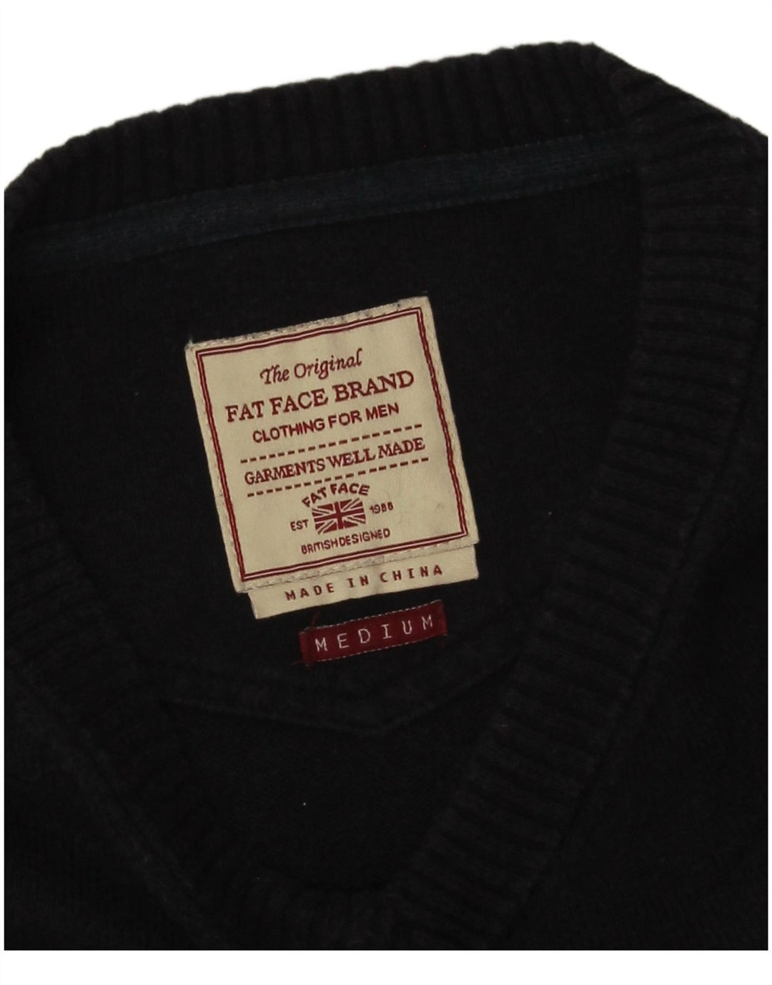 Fat Face Herre V-hals sweater Medium Marineblå Bomuld