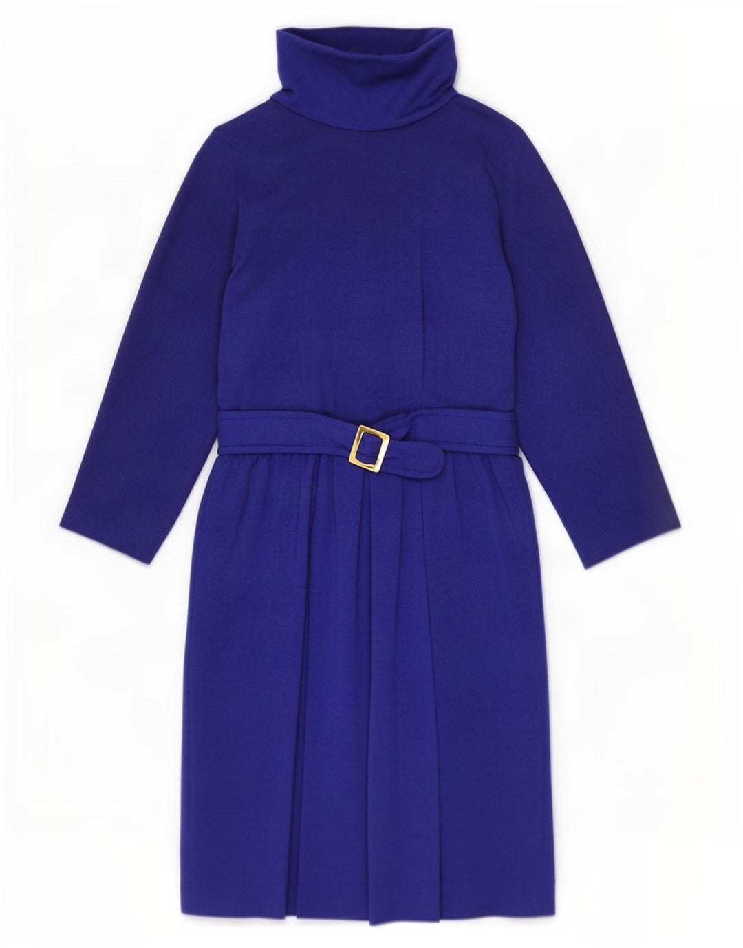 Vintage Dame Langærmet Skift Kjole UK 12 Medium Blue