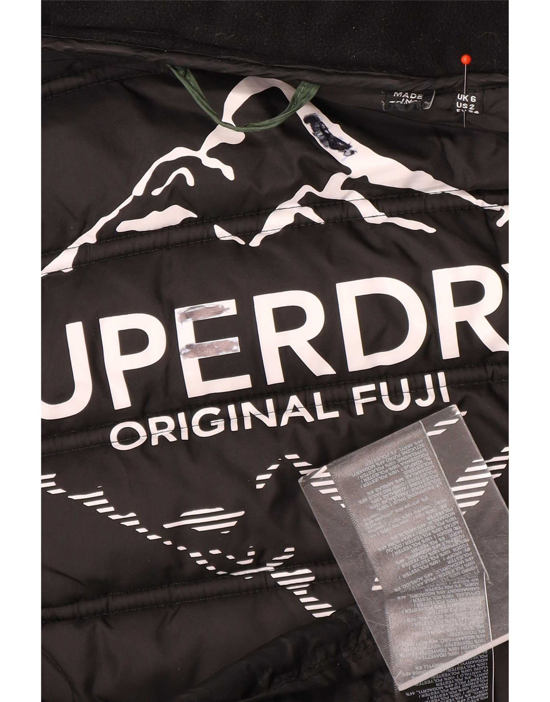 Superdry Polstret frakke med hætte til kvinder UK 6 XS Grøn polyester
