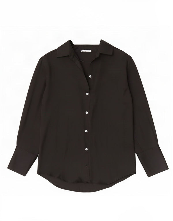 Zara Dame Loose Fit Skjorte UK 6 XS Sort Polyester