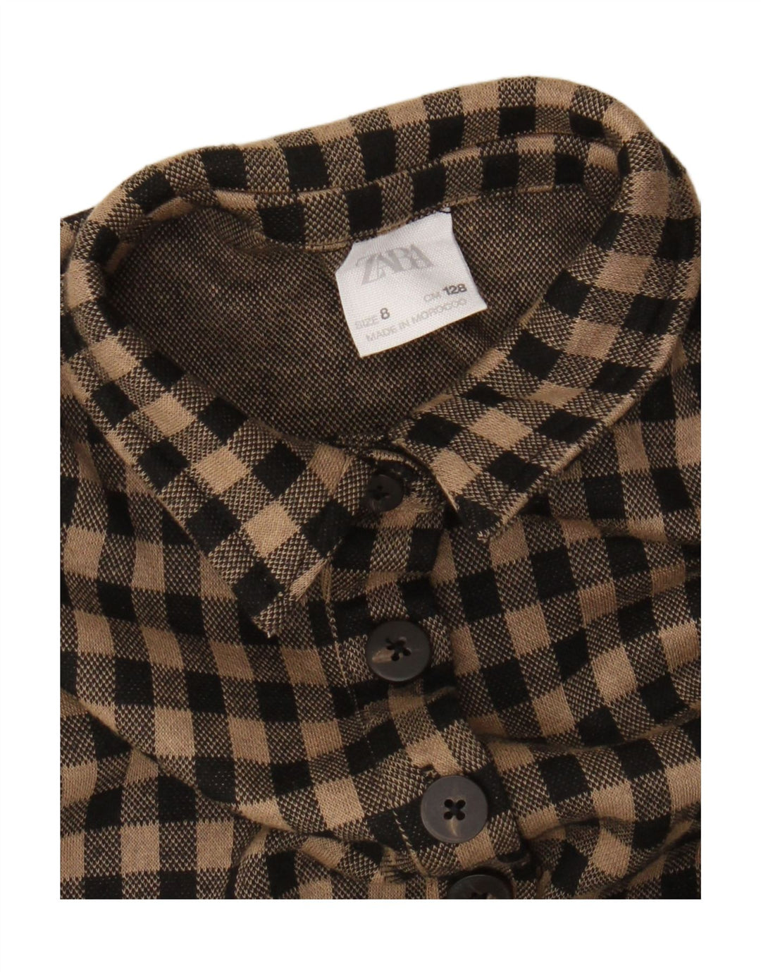 Zara Piger Kortærmet Pullover Skjortekjole 7-8 år Brun Gingham