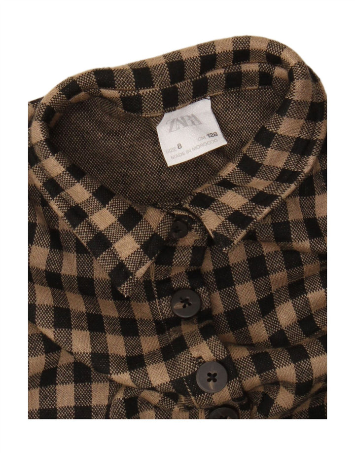 Zara Piger Kortærmet Pullover Skjortekjole 7-8 år Brun Gingham