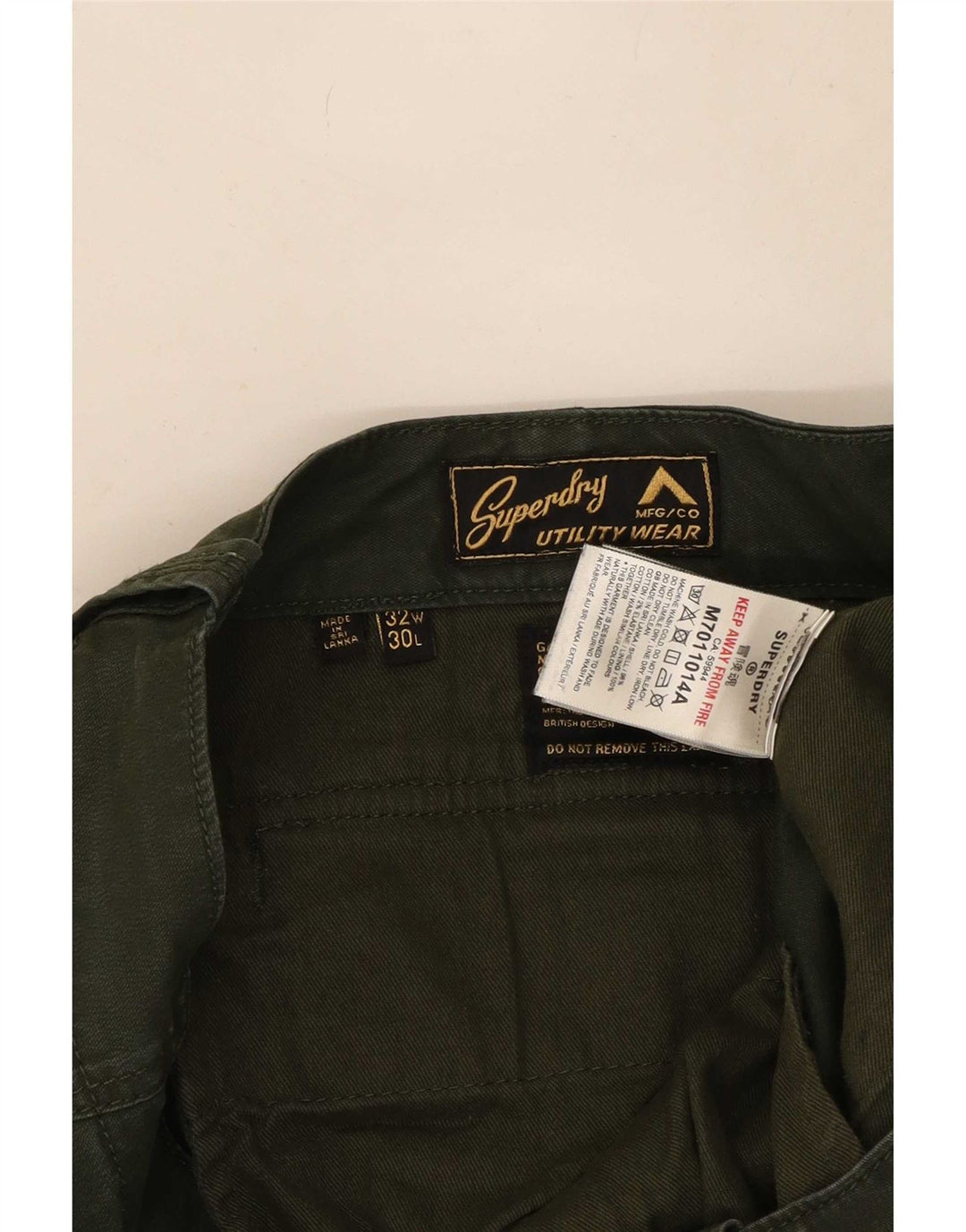 Superdry Slim Cargo-bukser til mænd W32 L30 Grøn bomuld