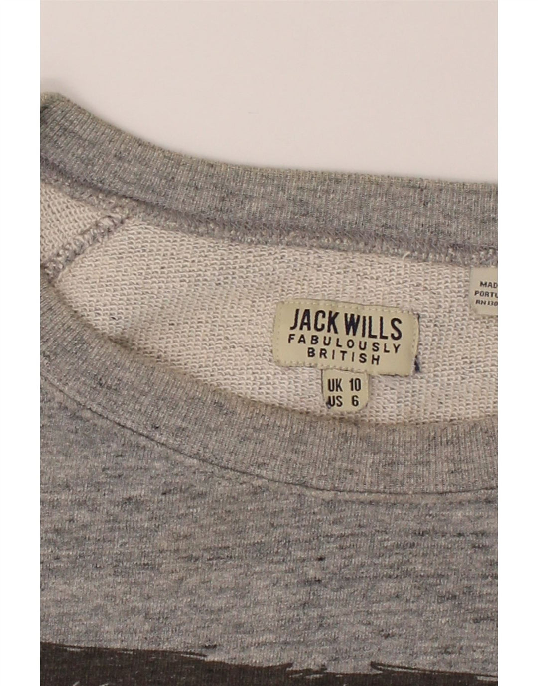 JACK WILLS Womens Oversized Graphic Sweatshirt Jumper UK 10 Small Grey Vintage Jack Wills and Second-Hand Jack Wills from Messina Hembry 