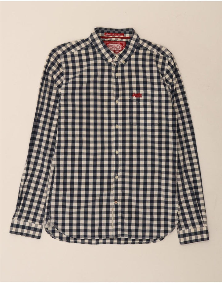 Superdry herreskjorte stor marineblå Gingham bomuld