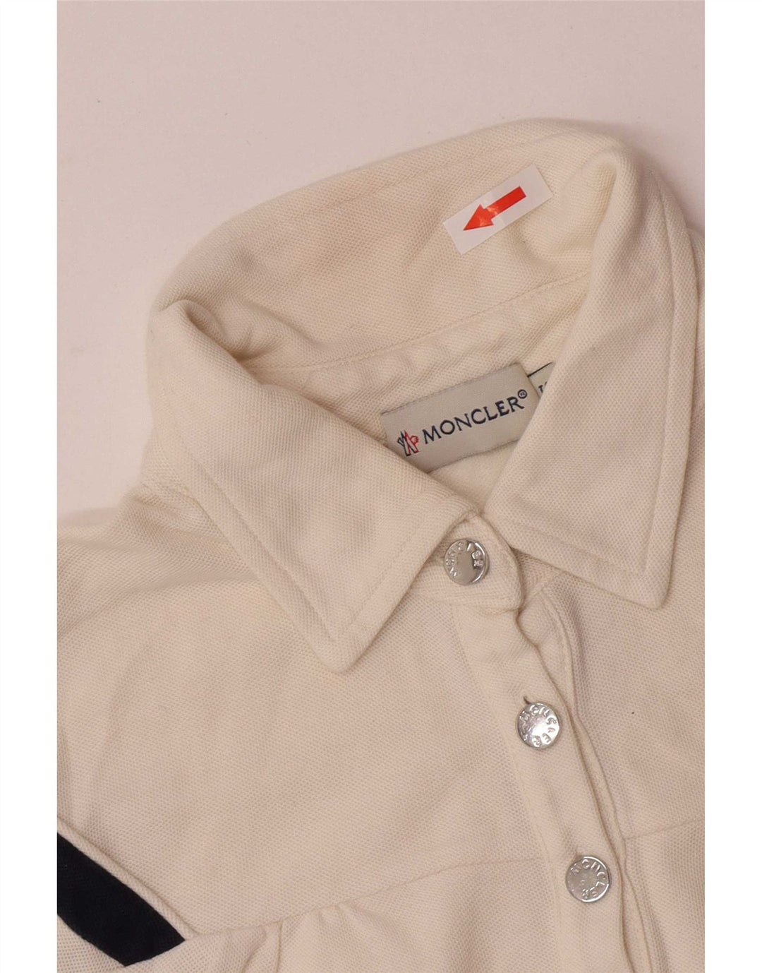 Moncler Dame Polo Shirt UK 10 Small Off White Stribet