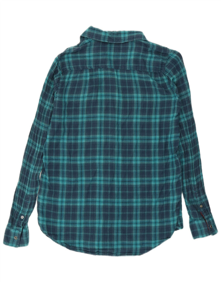 Replay Womens Regular Flannel Shirt UK 10 Small Blue Check Cotton